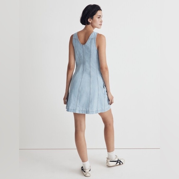 Madewell Denim Sleeveless Seamed Mini Dress A-line Pockets Women’s Size 6 - Picture 3 of 10